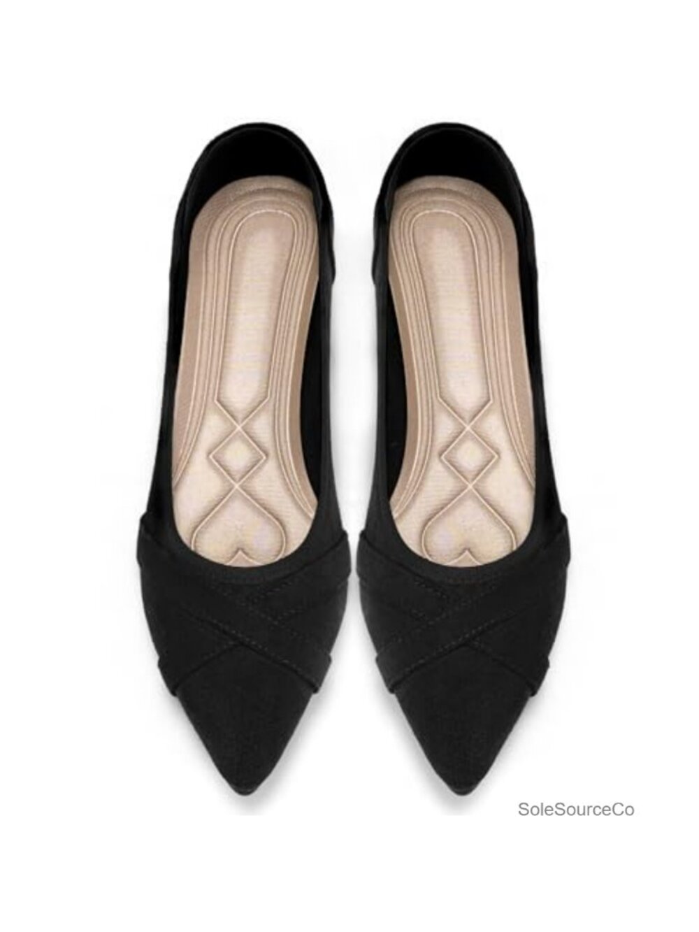 Women's Pointed Toe Ballet Flats Memory Foam Non-Slip Dress Shoes